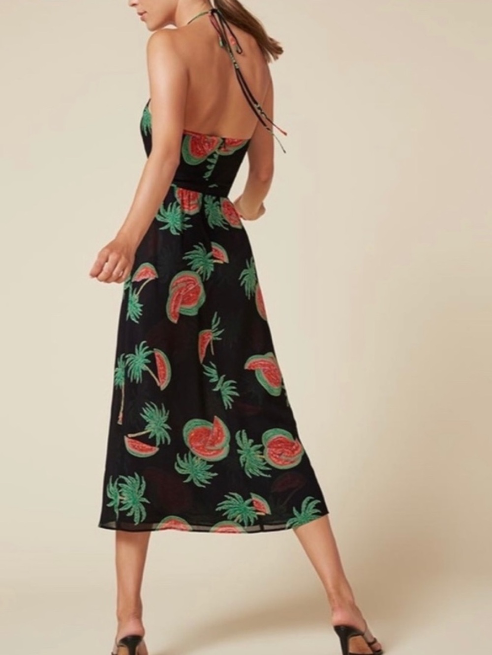 Reformation Addie Watermelon Print Cutout Midi Dress Sz 6 - Picture 2 of 14